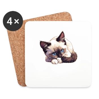 Snowshoe Kitten Snowshoe Cat - Coasters (set of 4) - white - Front
