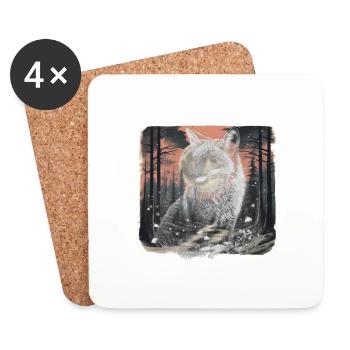 Forêt, Renard, Animaux De La Forêt, Faune, Renards, Nature, Rétro - Dessous de verre (lot de 4) - blanc - Devant