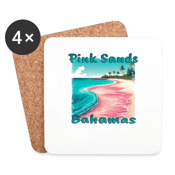 Pink Sands Bahamas Beach Grunge Style - Dessous de verre (lot de 4) - blanc - Devant