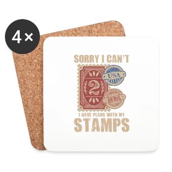 Booked with Stamps: A Philatelist's Perfect Excuse - Coasters (set of 4) - white - Front