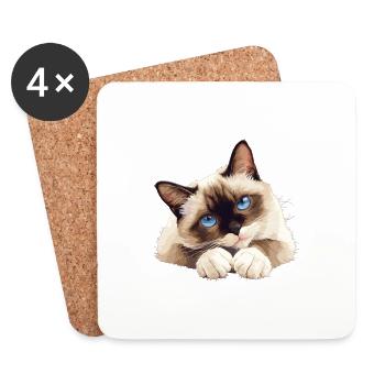 Snowshoe Kitten Snowshoe Cat - Coasters (set of 4) - white - Front