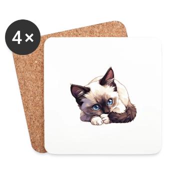 Snowshoe Kitten Snowshoe Cat - Coasters (set of 4) - white - Front