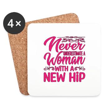 Ne sous-estimez jamais une femme avec une nouvelle hanche 9 - Dessous de verre (lot de 4) - blanc - Devant
