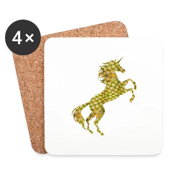 Licorne Ananas Symbole T-Shirt Plante Tropicale - Dessous de verre (lot de 4) - blanc - Devant