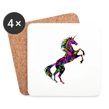 Unicorn Paint Pattern Symbol T-Shirt Spray Paint - Coasters (set of 4) - white - Front