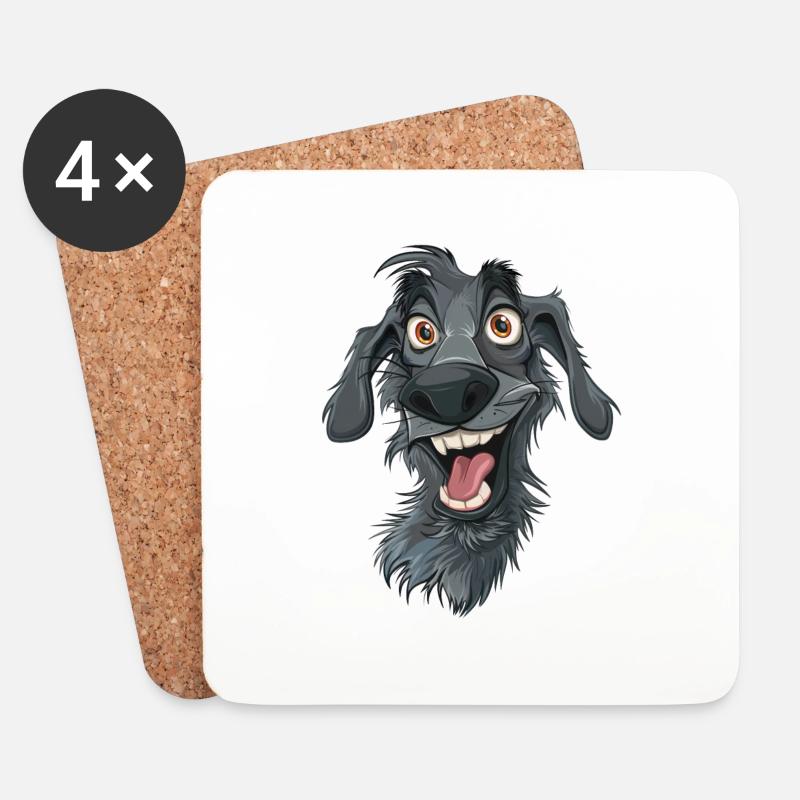 Scottish Deerhound Cartoon Artwork - Coasters (set of 4) - white