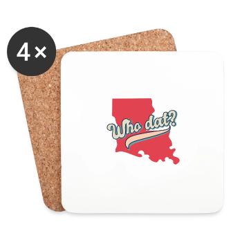 Louisiana Pride Who Dat Rot Silhouette Jubel - Untersetzer (4er-Set) - Weiß - Vorne