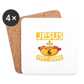 All I Need Is Jesus & Hot Dogs Hotdogs Foodie Vienna - Coasters (set of 4) - white - Front