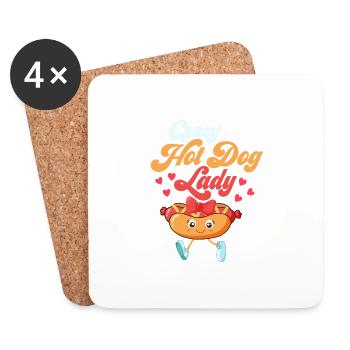 Crazy Hot Dog Lady Hotdogs Foodie Viennese - Coasters (set of 4) - white - Front