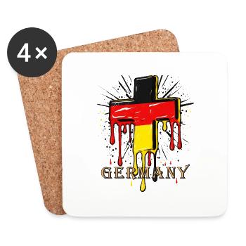 DRAPEAU DE L’ALLEMAGNE CROIX CHRÉTIENNE - Dessous de verre (lot de 4) - blanc - Devant