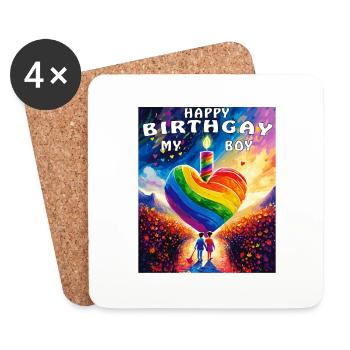 COEUR HAPPY BIRTHGAY MON GARÇON - Dessous de verre (lot de 4) - blanc - Devant