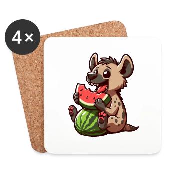 Hyäne mit Wassermelone Sommerfrucht - Untersetzer (4er-Set) - Weiß - Vorne