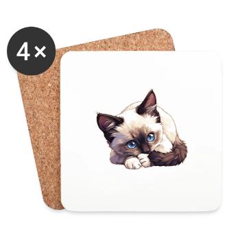 Snowshoe Kitten Snowshoe Cat - Coasters (set of 4) - white - Front