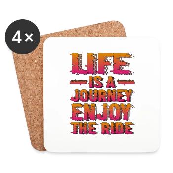 Life Is A Journey, Enjoy The Ride 8 - Coasters (set of 4) - white - Front
