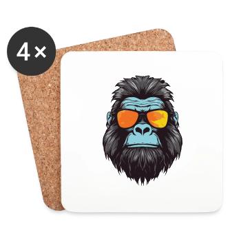 Gorilla Head Cool - Coasters (set of 4) - white - Front