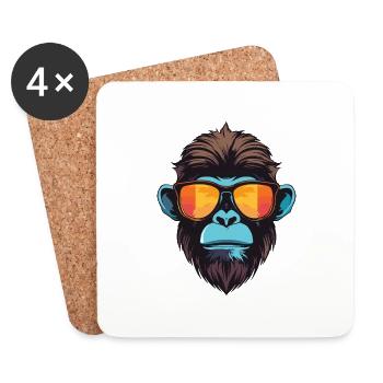 Affe Kopf Cool - Untersetzer (4er-Set) - Weiß - Vorne