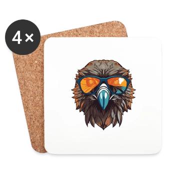 Eagle Head Cool - Coasters (set of 4) - white - Front