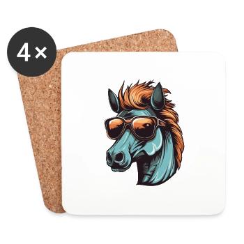 Pferd Kopf Cool - Untersetzer (4er-Set) - Weiß - Vorne