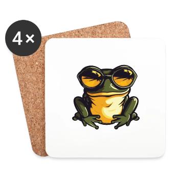Grenouille Drôle Cool - Dessous de verre (lot de 4) - blanc - Devant