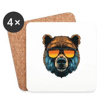 Bear Head Cool - Coasters (set of 4) - white - Front
