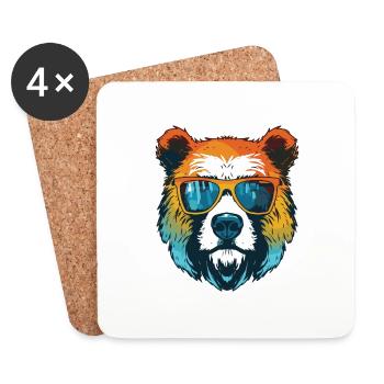 Tête d’ours polaire Cool ours polaire - Dessous de verre (lot de 4) - blanc - Devant