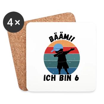 6. Geburtstag - BÄÄM, Junge mit DAB Tanz - Untersetzer (4er-Set) - Weiß - Vorne