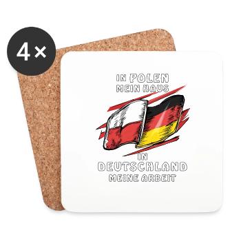 MAISON DE POLOGNE ALLEMAGNE TRAVAIL - Dessous de verre (lot de 4) - blanc - Devant