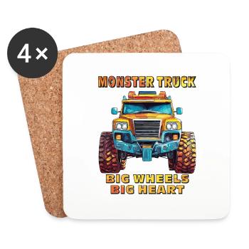 AUTO MONSTER TRUCK BIG WHEELS BIG HEART - Untersetzer (4er-Set) - Weiß - Vorne