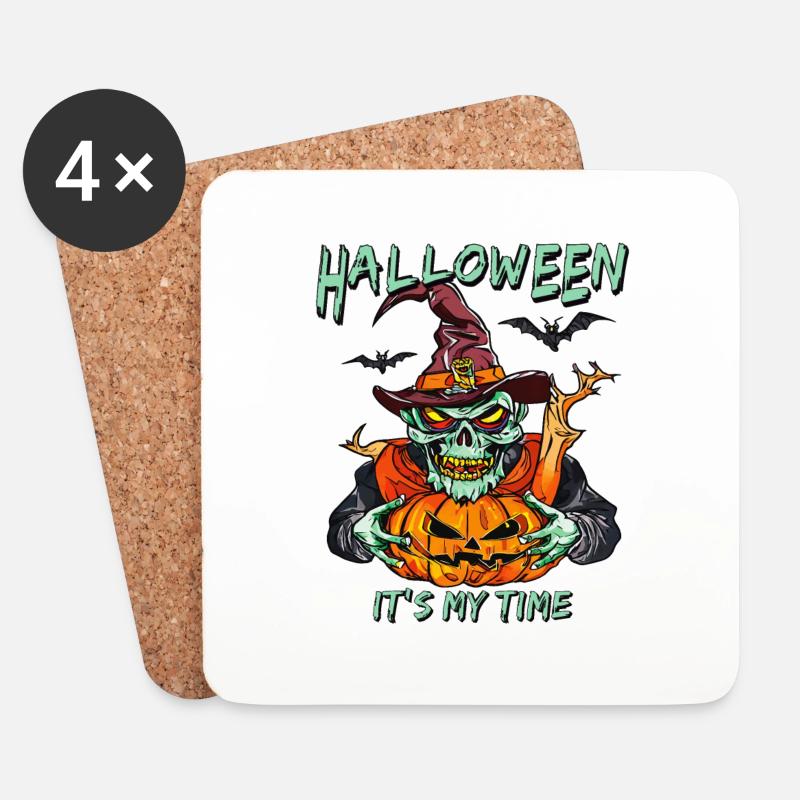 HALLOWEEN IT'S MY TIME - Untersetzer (4er-Set) - Weiß