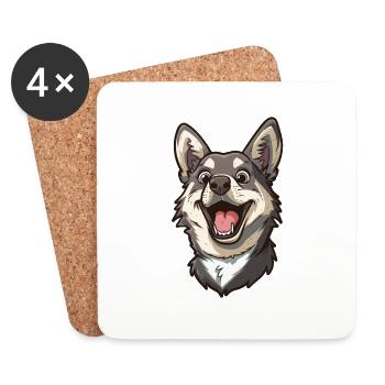 Västgötaspets | Swedish Vallhund | Cartoon Artwork - Untersetzer (4er-Set) - Weiß - Vorne
