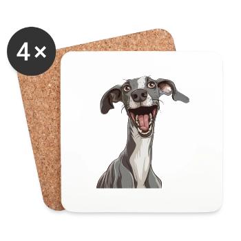 Whippet | Cartoon Artwork - Untersetzer (4er-Set) - Weiß - Vorne