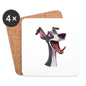 Windhund | Greyhound | Cartoon Artwork - Untersetzer (4er-Set) - Weiß - Vorne