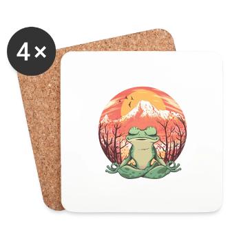 Retro Frog Yogy Natrur Méditation Relaxation - Dessous de verre (lot de 4) - blanc - Devant