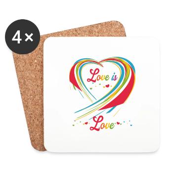Love is Love LGBTQ LGBTQIA Pride Design Regenbogen - Untersetzer (4er-Set) - Weiß - Vorne