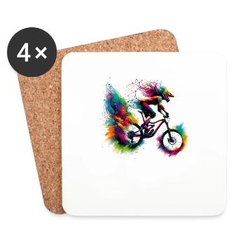 Bunte Radfahren Radfahrer Mountainbiker Radfahrer - Untersetzer (4er-Set) - Weiß - Vorne