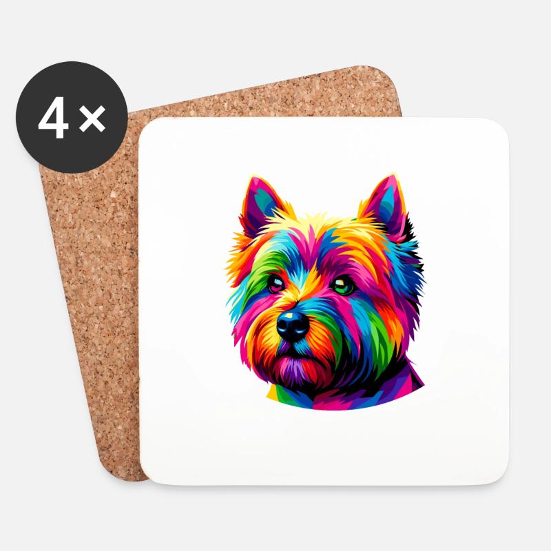 Bunte Pop Art Cairn Terrier Terrier - Untersetzer (4er-Set) - Weiß