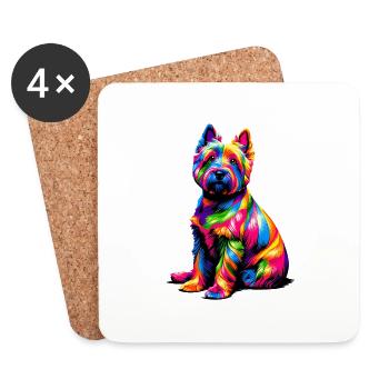 Bunte Pop Art Cairn Terrier Terrier - Untersetzer (4er-Set) - Weiß - Vorne