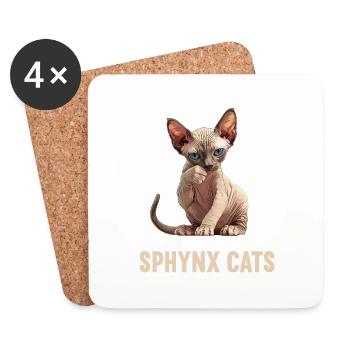 Chaton Sphynx Chat Sphynx - Dessous de verre (lot de 4) - blanc - Devant