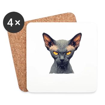 Chaton Sphynx Chat Sphynx - Dessous de verre (lot de 4) - blanc - Devant