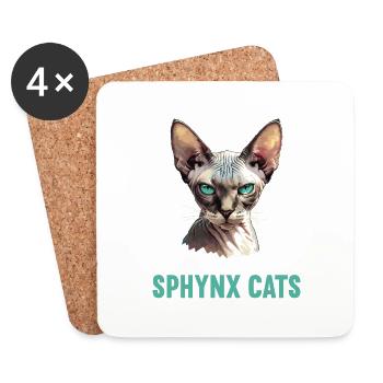 Chaton Sphynx Chat Sphynx - Dessous de verre (lot de 4) - blanc - Devant
