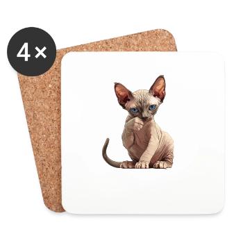 Sphynx Chaton Sphynx Chat - Dessous de verre (lot de 4) - blanc - Devant