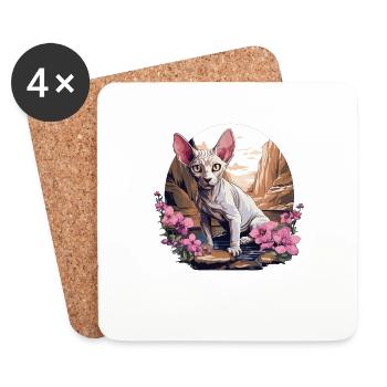 Sphynx Kitten Sphynx Cat - Coasters (set of 4) - white - Front