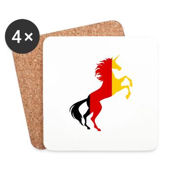 Licorne Allemagne Drapeau Chemise Licorne Magique Allemagne - Dessous de verre (lot de 4) - blanc - Devant