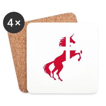 Licorne Danemark Drapeau TShirt Licorne Magique Danoise - Dessous de verre (lot de 4) - blanc - Devant