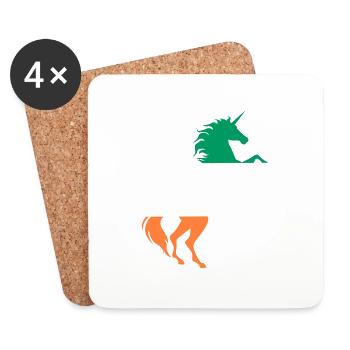 Unicorn Ireland Flag T-Shirt Magical Unicorn Irish - Coasters (set of 4) - white - Front