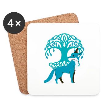Fuchs Füchse Natur Märchen Wald Natur Baum - Untersetzer (4er-Set) - Weiß - Vorne