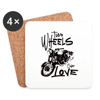 Two Wheels One Love Motorcycle Biker Motorcyclist - Coasters (set of 4) - white - Front