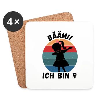 9. Geburtstag - BÄÄM, Mädchen mit DAB Tanz - Untersetzer (4er-Set) - Weiß - Vorne