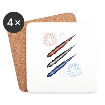 Contrail and Fireworks - Red White and Blue - Coasters (set of 4) - white - Front