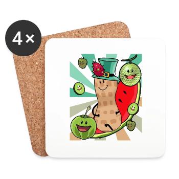 Obsr Fruits Enjoyment Peanut Peanuts Summer - Coasters (set of 4) - white - Front